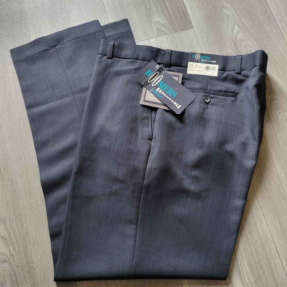 Roomers Expandable Mens Pants W38 L32 Stain Guardian Cotton/Spandex Blend